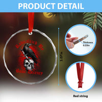Radicalized By Basic Decency Crystal Glass Ornament Vintage Gothic Victorian Crow Skull TS11