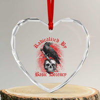Radicalized By Basic Decency Heart Crystal Glass Ornament Vintage Gothic Victorian Crow Skull - Wonder Print Shop