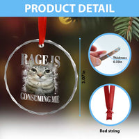 Rage Is Consuming Me Crystal Glass Ornament Funny Silly Cat Memes - Wonder Print Shop