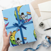 Rainbow Astronaut On The Moon LGBT Wrapping Paper Roll Spaceman Pride Month