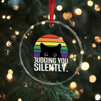 Rainbow Black Cat LGBT Pride Crystal Glass Ornament Judging You Silently