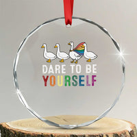 Rainbow Goose Dare to Be Yourself LGBTQ Pride Crystal Glass Ornament TS10