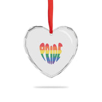 Rainbow Heart Pride Heart Crystal Glass Ornament LGBTQ Support Graphic