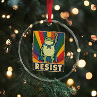 Rainbow Resist Frog Crystal Glass Ornament Portland Pride and Protest Resistance TS02