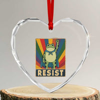 Rainbow Resist Frog Heart Crystal Glass Ornament Portland Pride and Protest Resistance - Wonder Print Shop