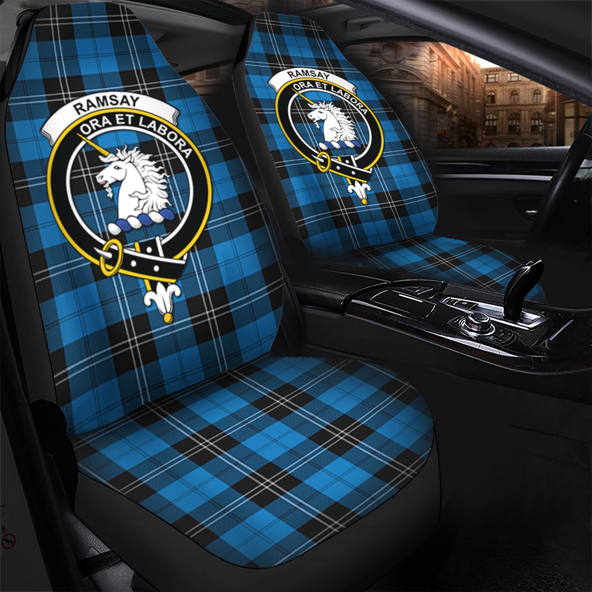 Ramsay Blue Ancient Clan Tartan Car Seat Cover, Family Crest Tartan Seat Cover TS23
