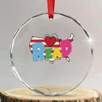 Read Lover America Map Crystal Glass Ornament National Reading Month Bookish Book Lovers TS02