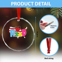 Read Lover America Map Crystal Glass Ornament National Reading Month Bookish Book Lovers - Wonder Print Shop