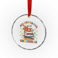 Reading Christmas Crystal Glass Ornament All Booked For Xmas Books and Cocoa Lover TS02