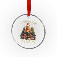 Reading Gingerbread Crystal Glass Ornament Read More Books Funny Christmas Teacher Student Book Lovers TS02