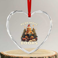 Reading Gingerbread Heart Crystal Glass Ornament Read More Books Funny Christmas Teacher Student Book Lovers - Wonder Print Shop