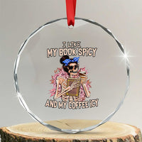 Reading Skeleton Crystal Glass Ornament I Like My Books Spicy And My Coffee Icy Book and Coffee Lovers TS02