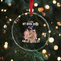 Reading Skeleton Crystal Glass Ornament I Like My Books Spicy And My Coffee Icy Book and Coffee Lovers TS02
