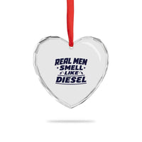 Real Men Smell Like Diesel Truck Mechanic Humor Heart Crystal Glass Ornament