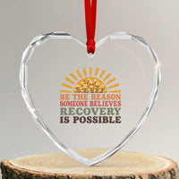 Recovery Sobriety Heart Crystal Glass Ornament Sober Life Believes Recovery is Possible Hippie Vintage Graphic