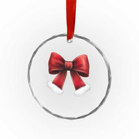 Red Coquette Bow Santa Retro Xmas Vibe Crystal Glass Ornament TS02