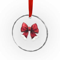 Red Coquette Bow Santa Xmas Vibe Crystal Glass Ornament TS02