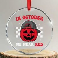 Red October Halloween Crystal Glass Ornament Vintage Philadelphia Baseball Fan Jackolantern Pumpkin - Wonder Print Shop