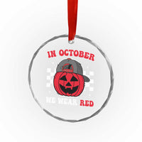 Red October Halloween Crystal Glass Ornament Vintage Philadelphia Baseball Fan Jackolantern Pumpkin - Wonder Print Shop