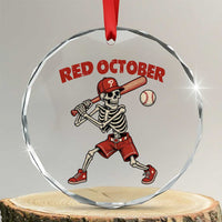 Red October Skeleton Baseball Crystal Glass Ornament Philadelphia Halloween Costume Funny TS10