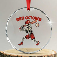 Red October Skeleton Baseball Crystal Glass Ornament Philadelphia Halloween Costume Funny TS10