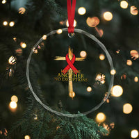 Red Ribbon Christian Crystal Glass Ornament Cross Bible Verse TS14