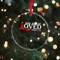 Red Ribbon Christian Crystal Glass Ornament Cross Bible Verse Inspirational Religious Faith - Wonder Print Shop