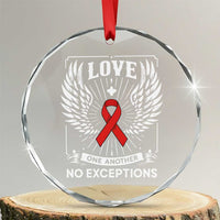 Red Ribbon Christian Crystal Glass Ornament Cross Minimal Faith HIV Awareness Religious - Wonder Print Shop