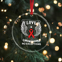 Red Ribbon Christian Crystal Glass Ornament Cross Minimal Faith HIV Awareness Religious TS14
