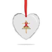Red Ribbon Christian Heart Crystal Glass Ornament Cross Bible Verse - Wonder Print Shop