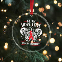 Red Ribbon Faith Hope Love Crystal Glass Ornament World AIDS Day Gift - Wonder Print Shop