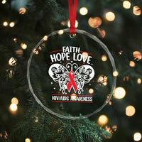 Red Ribbon Faith Hope Love Crystal Glass Ornament World AIDS Day Gift TS12