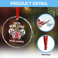 Red Ribbon Faith Hope Love Crystal Glass Ornament World AIDS Day Gift - Wonder Print Shop