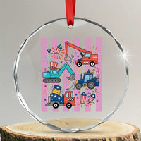 Red White And Blue Construction Crew Crystal Glass Ornament Patriotic Kids 4th Of July