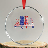Red White And Blue Cute Cats Crystal Glass Ornament Patriotic Pet Lover