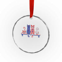 Red White And Blue Cute Cats Crystal Glass Ornament Patriotic Pet Lover