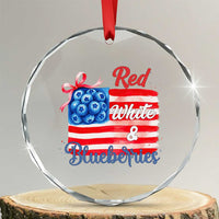 Red White and Blueberries Crystal Glass Ornament Patriotic Vintage American Flag Coquette Bow TS02
