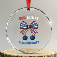 Red White and Blueberries Crystal Glass Ornament Retro Coquette Bow Vintage American Flag TS02