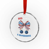 Red White and Blueberries Crystal Glass Ornament Retro Coquette Bow Vintage American Flag - Wonder Print Shop