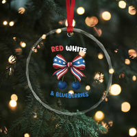 Red White and Blueberries Crystal Glass Ornament Retro Coquette Bow Vintage American Flag TS02