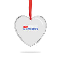 Red White and Blueberries Heart Crystal Glass Ornament Patriotic Tribute Memorial - Wonder Print Shop