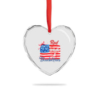 Red White and Blueberries Heart Crystal Glass Ornament Patriotic Vintage American Flag Coquette Bow - Wonder Print Shop
