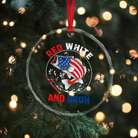 Red White And Bruh Fishing Crystal Glass Ornament Funny Patriotic Bass 4th Of July American Flag - Wonder Print Shop