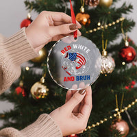 Red White And Bruh Fishing Crystal Glass Ornament Funny Patriotic Bass 4th Of July American Flag - Wonder Print Shop