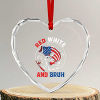 Red White And Bruh Fishing Heart Crystal Glass Ornament Funny Patriotic Bass 4th Of July American Flag - Wonder Print Shop