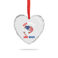 Red White And Bruh Fishing Heart Crystal Glass Ornament Funny Patriotic Bass 4th Of July American Flag - Wonder Print Shop