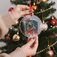 Red White and Feral Raccoon Crystal Glass Ornament Funny Patriotic Fireworks Wild 4th of July Vibes - Wonder Print Shop