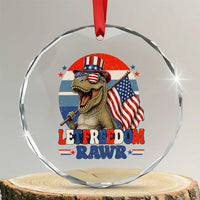 Red White Blue Dinosaur Pride Crystal Glass Ornament Let Freedom Rawr