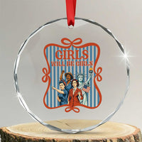 Red White Blue Feminist Pride Crystal Glass Ornament Girls Will Be Girls