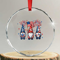 Red White Blue Gnomes Fireworks Crystal Glass Ornament Patriotic 4th Of July